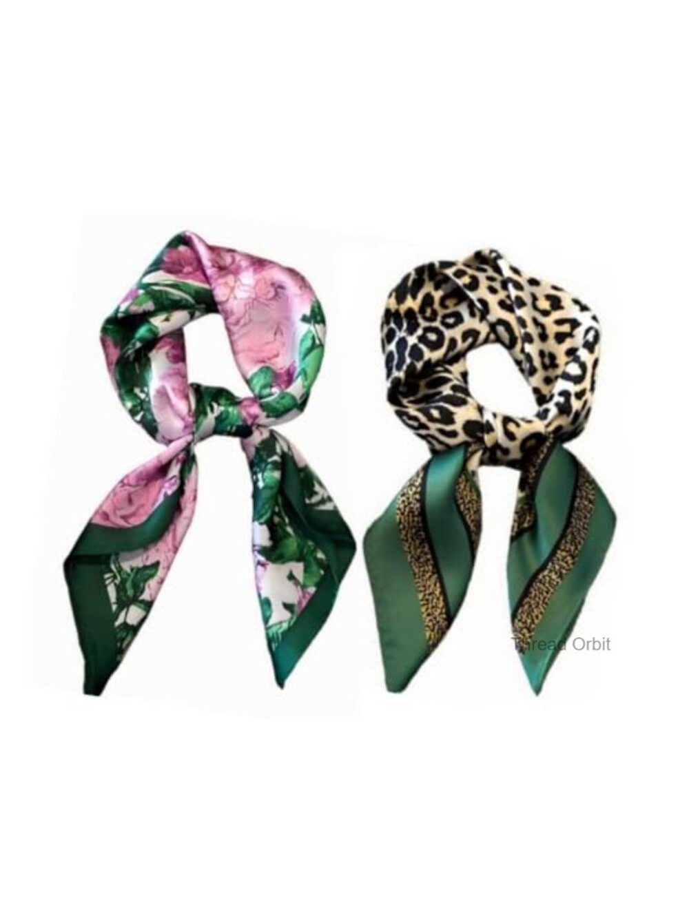 2 Pack 100% Polyester Satin Silk Scarf Square Lightweight Head Wrap